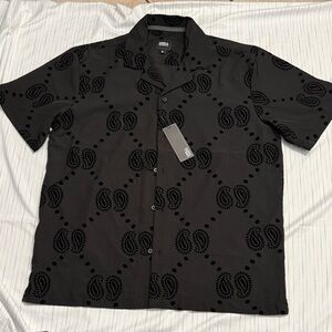 Men's Black Paisley Button Down Shirt